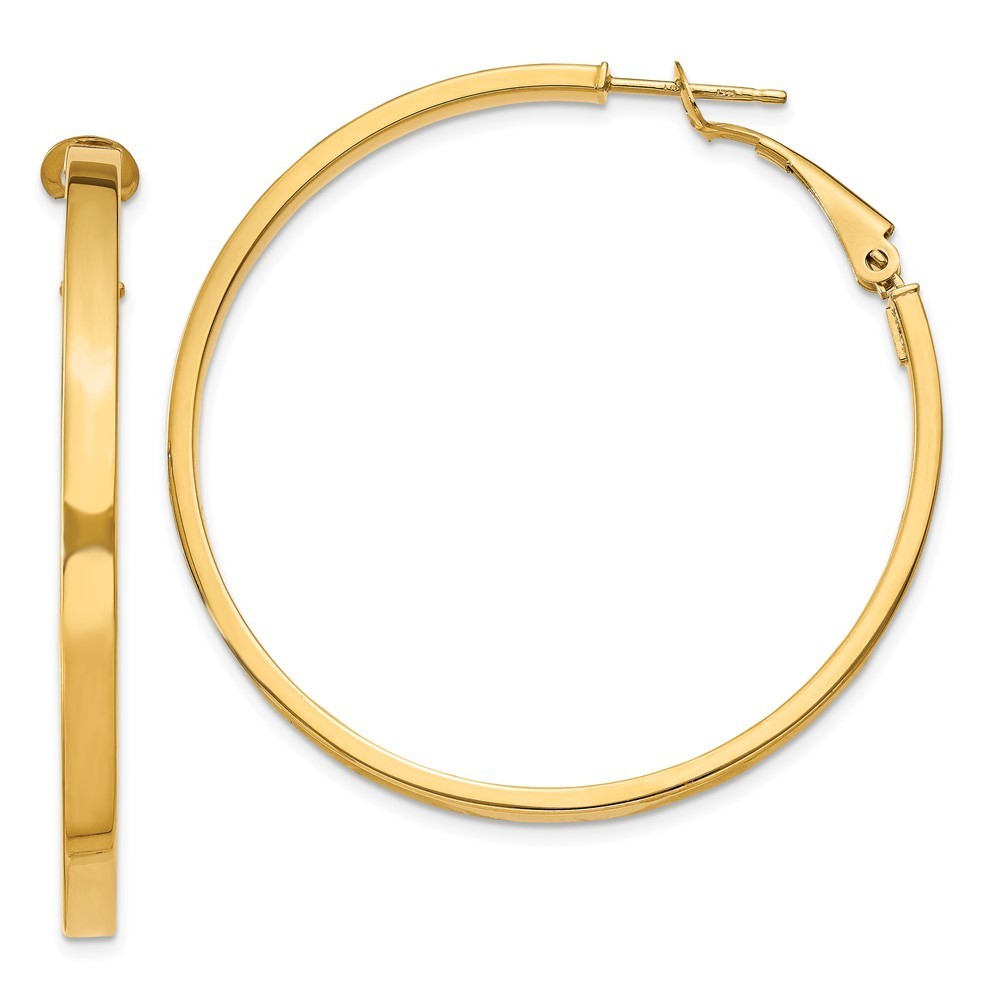 14k 3x40mm Polished Square Tube Round Hoop Earrings 570$
